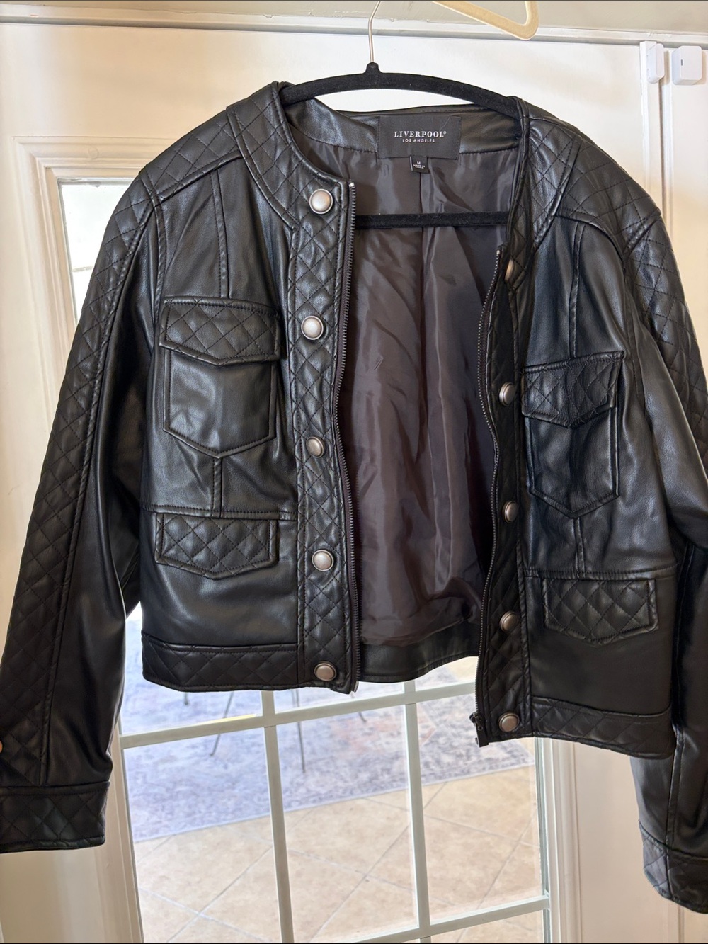 Liverpool Men's Black Quilted Leather Bomber Jacket